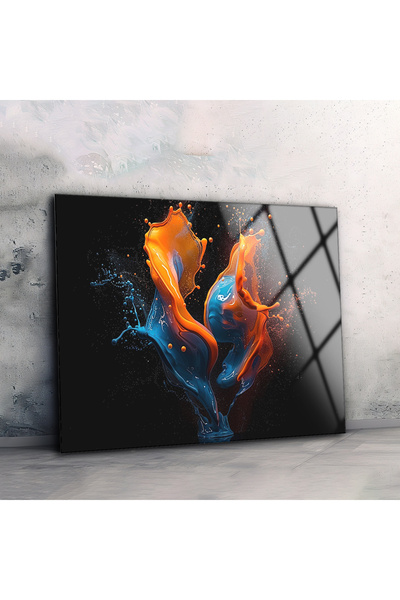 BV DEKOR Αφηρημένα Χρώματα Μοντέρνα Διακόσμηση Τοίχου από Γυαλί, Ζωγραφική Σα...