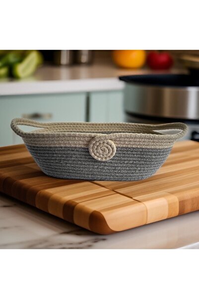 Bright3 سلة تنظيم الخوص البيضاوية - متعددة الأغراض، مصنوعة يدويًا، بمقبض، مطب...