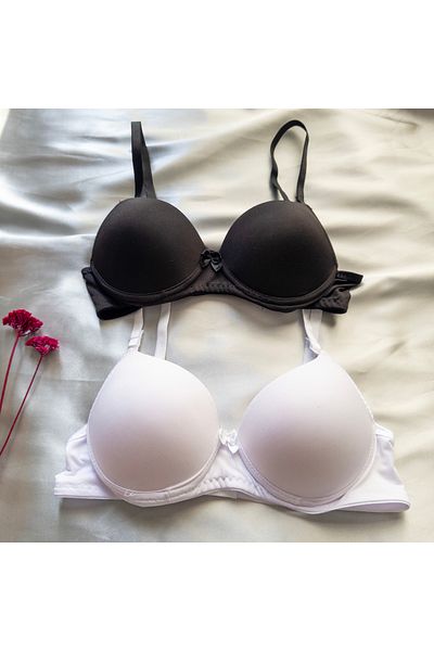 Rintalia White and Black Women's Bra Set of 2 - Supported