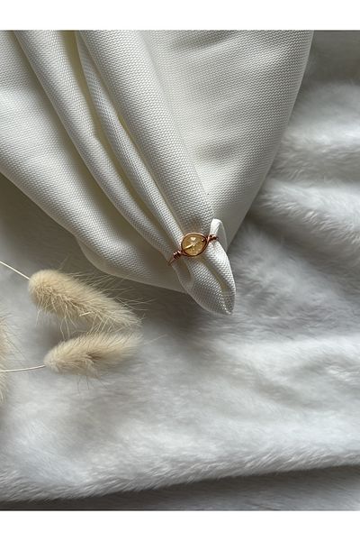 PelvedDesign Citrine Stone Adjustable Copper Natural Stone Handmade Wire Ring