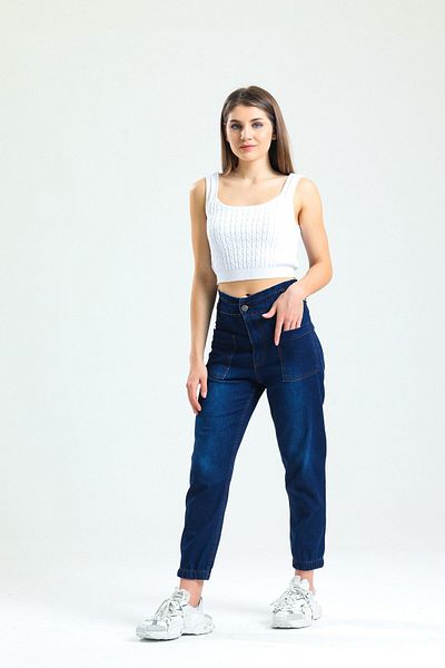 SHEVEGA Dámské námořnické modré kapesní džíny Jogger Jean Jeans (tenká látka)