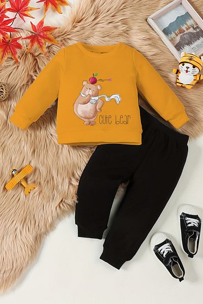 ADABEBEK New Season Cute Bear Printed Baby Set - Top and Bottom Set 22392