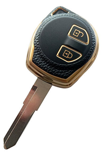 Kasey حافظة مفاتيح سوزوكي فيتارا سويفت SX4 - حافظة مفاتيح من الجلد باللون الأسود والذهبي