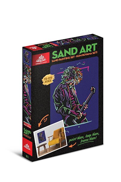Red Castle Gitarist Yetişkin Kum Boyama Aktivite Seti, Sand Art (KUM SANATI)-...