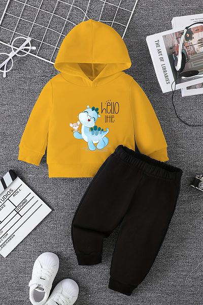 ADABEBEK New Season Hello Little Dino Printed Baby Set - Top and Bottom Set 22394