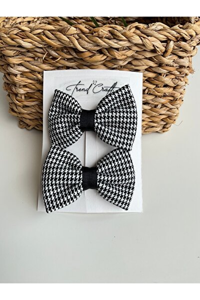 Trend Toka Siyah Beyazlı Fiyonk 2’li Klips Toka