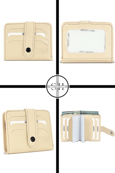 SOHO Πορτοφόλι Unisex Mini Stylish Cardholder - Μαλακό δέρμα, χάρτινη θήκη για χρήματα, κούμπωμα