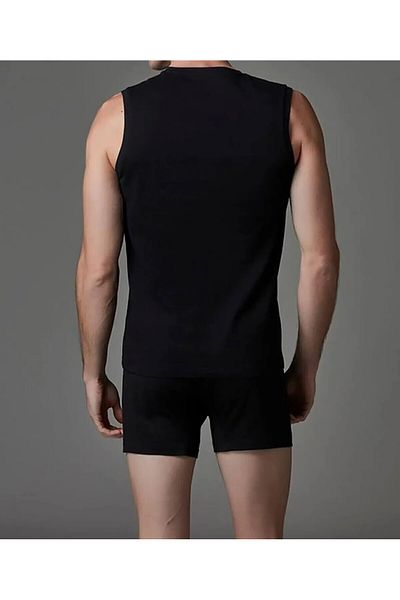 Eros Black V-Neck 2-Piece Men's Cotton Sleeveless T-Shirt Set