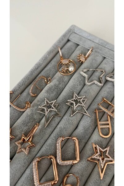 SU PERİSİ TAKI BİJUTERİ Vip Seri Gümüş Zirkon Taşlı Yıldız Küpe