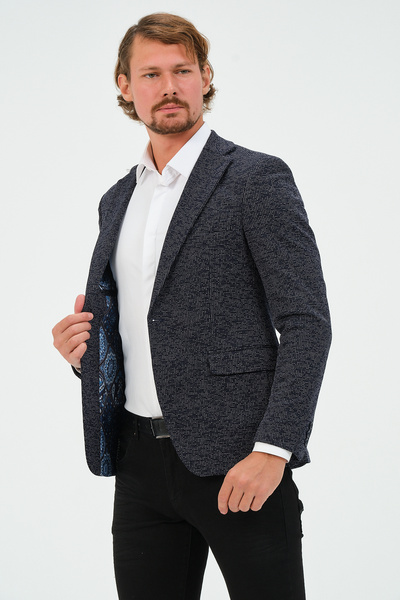 Genel Markalar Lacivert Slim Fit Astarlı Erkek Blazer Ceket, Şık Ceket