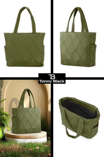 Tonny Black Αδιάβροχο Comfort Shopper μεγάλου όγκου - Τσάντα ώμου & ώμου, για το σχολείο και τον αθλητισμό
