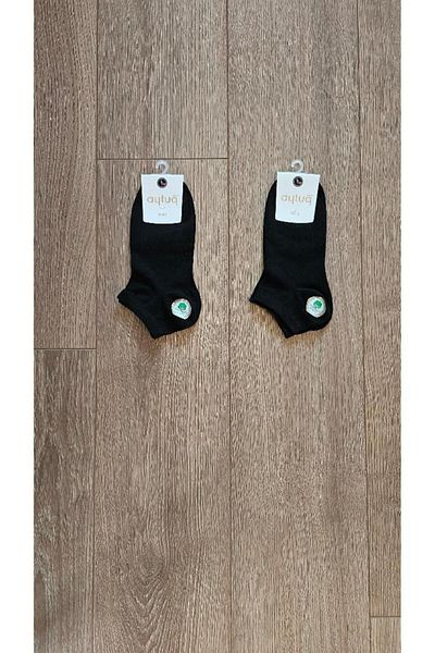 Aytuğ AYTUĞ 2 PAIRS Summer Season Combed Cotton Black Booties Socks - 31200