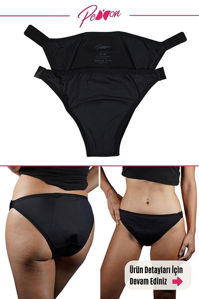 PEDDON Almy Konfor Model - Πακέτο Ευκαιριών 2 τεμαχίων, Super Absorbent Ultra Hygienic, Εμμηνορροϊκό εσώρουχο με ρυθμιζόμενο μέγεθος 2 τεμαχίων