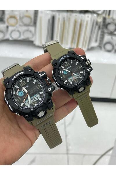 Joefox Silikon Dijital Anolog Haki Çift Saati