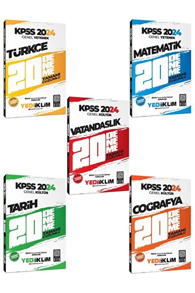 Yediiklim Yayınları 2024 KPSS Genel Kültür Genel Yetenek Tamamı Çözümlü 20 De...