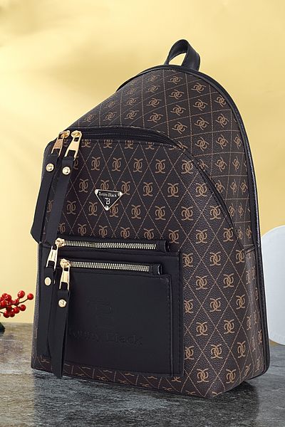 Tonny Black Γνήσιο γυναικείο ρυθμιζόμενο λουράκι Comfort Μοντέλο 3 Διαμερισμάτων Πολυτελές κομψό σακίδιο πλάτης πολλαπλών διαμερισμάτων και τσάντα ώμου