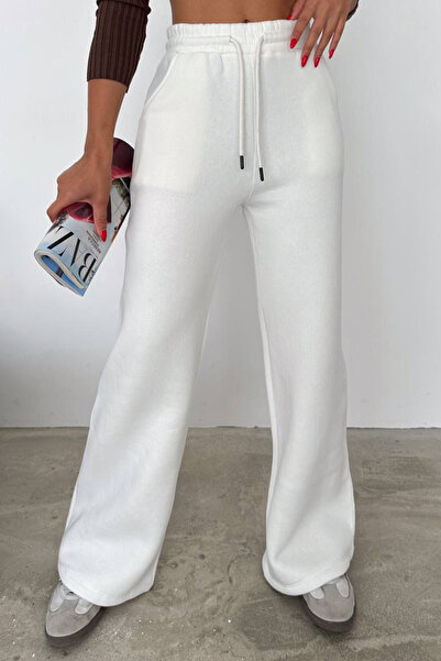 Mogi Butik Жіночі штани з широкими штанинами, високою талією та флісовою підк...