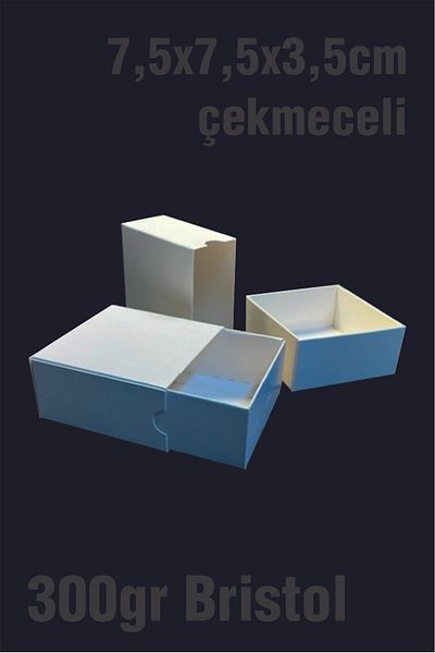 Örün Matbaa 18 Pieces White Jewelry Box - 7.5x7.5x3.5cm, Drawers, Disassembled with Sponge