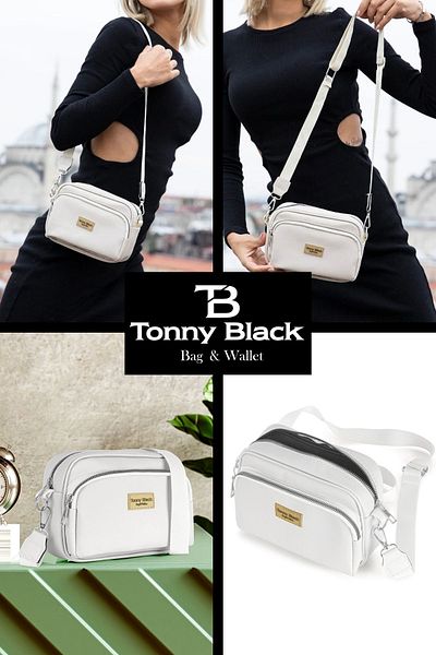 Tonny Black Eredeti női, kétszemű, kényelmes oszloppánt, átlósan állítható pántos vízálló válltáska