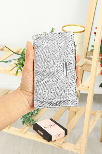 SOHO Original Women's Stylish Model Multi-Compartment Zip-up Snap-on Coin and Paper Money Compartment Card Holder Wallet