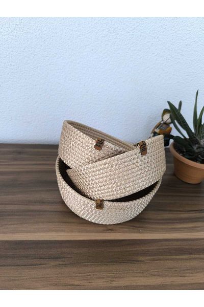 Naspar 3-Piece Basket, Wicker Towel Basket, Kitchen and Bathroom Organizer, Multi-Purpose Basket Set