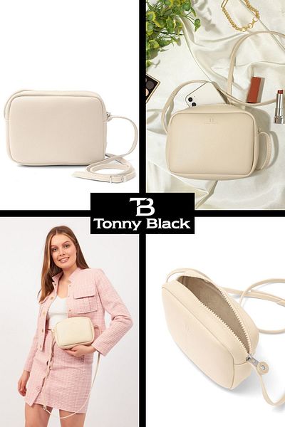 Tonny Black Mini Urban Damentasche - Verstellbarer Kreuzgurt, Reißverschluss, Kleine Hand- und Schultertasche