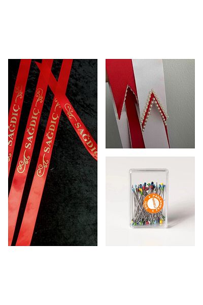 yörük tuhafiye 100 Pieces Red and White Pearl Detailed Set - Groomsmen Arm Ribbon
