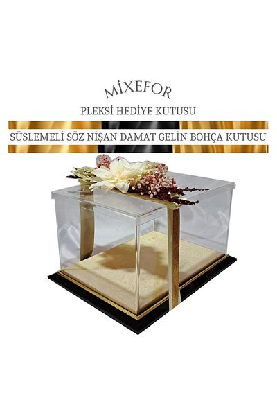 mixefor Κουτί συσκευασίας γαμπρού - Κουτί συσκευασίας νύφης Κουτί προίκας Μαύρο Χρώμα Πλαίσιο Μέγεθος 35 cm X 25 cm X 20 cm
