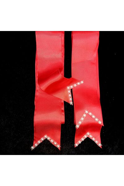 yörük tuhafiye Bride Groom with Red Pearls - Jewelry Ribbon with Pearls for Wedding Party Henna Night