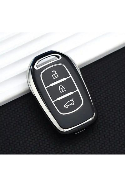 emii auto spare parts Renault Clio Dacia Sandero Stepway - Logan Duster Dokker SS2 Key Case 3 Keys Black/Silver