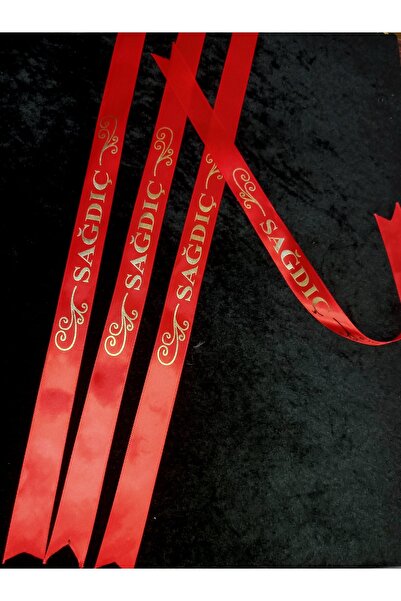 yörük tuhafiye Black Red Pearl Bride and 100 Pieces of Needle and Red Groomsmen Sleeve Ribbon