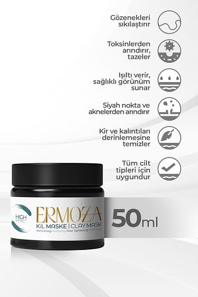 Ermoza Kozmetik High Impact - Anti-Blackhead & Acne - Pore Firming - Purifying Clay Mask 50ml