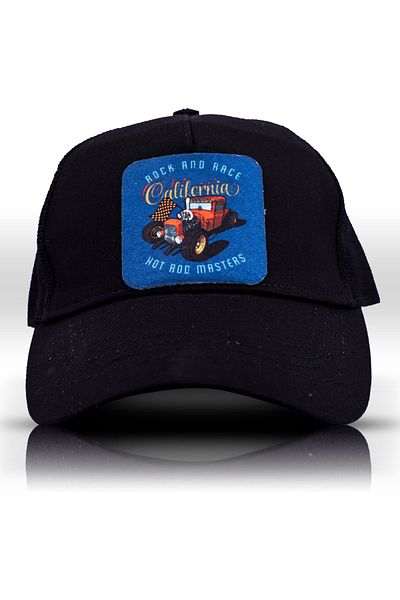 Retro Unisex Black Baseball Cap - Hot Road Master Mesh Trucker Cap