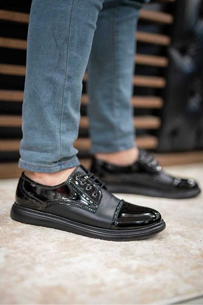Weynes Ανδρικά μαύρα λουστρίνια ορθοπεδικά casual παπούτσια - WSB1062