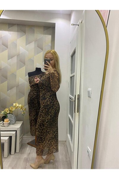 SUSEEMODA Yaka Detaylı Tek Kol Tül Elbise Lepar