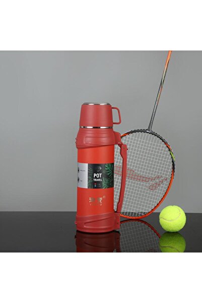 Livava ترمس فولاذي مع كوب، طبقة مزدوجة، أحمر، 34×12،