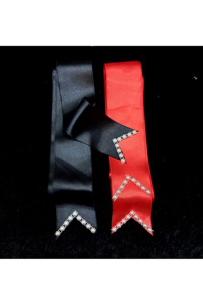 yörük tuhafiye Black and Red Pearl Bride Groom - 100 Pieces of Needles and White Bridesmaid Sleeve Ribbon