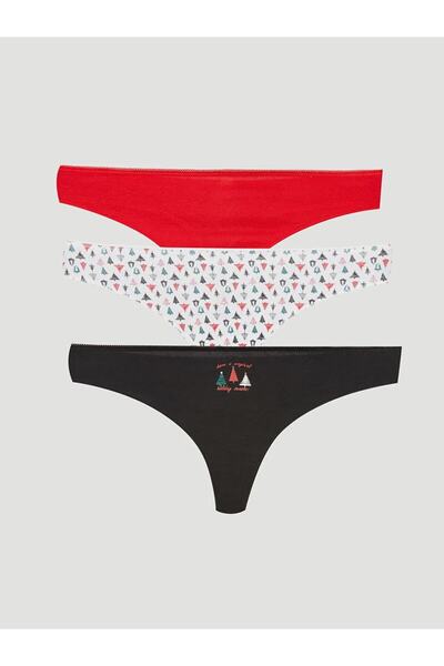 LC Waikiki Desenli Kadın Tanga Külot 3'lü Paket