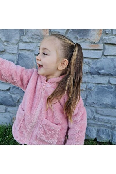 BEBEĞİME ÇORAP Bebek-Çocuk Peluş Kapüşonlu Hırka