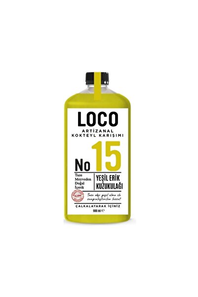 LOCO No 15 Yeşil Erik Kuzukulağı Artizanal Alkolsüz Karışım Taze Sıkma Meyve Kokteyl Mix 900 ml