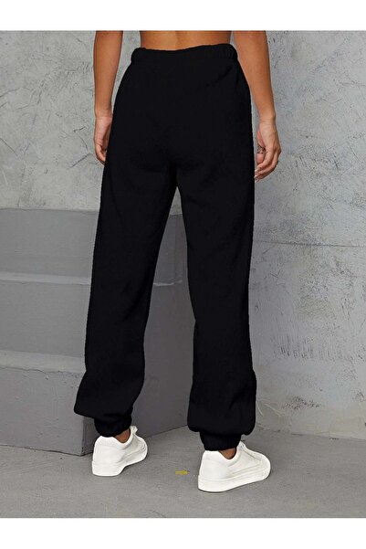 Boi Μαύρο εμπριμέ Φούτερ Jogger Winter Raster - Ψηλόμεση Λαστιχένια Πόδια Μπλε Λευκές Πεταλούδες