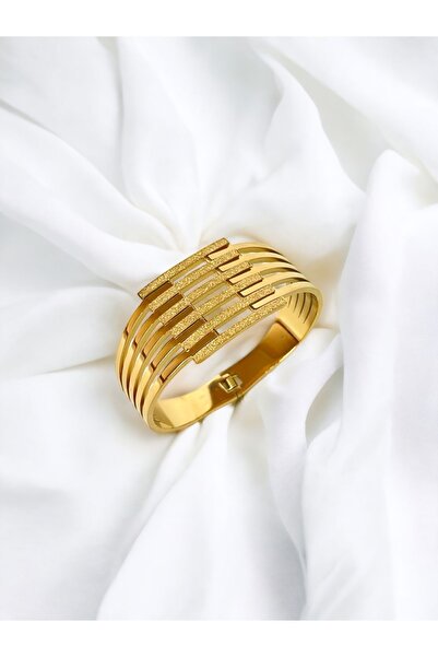 Only Vogue 2 Yıl Garanti Belgeli Çelik Altın Renk Kaburga Bilezik