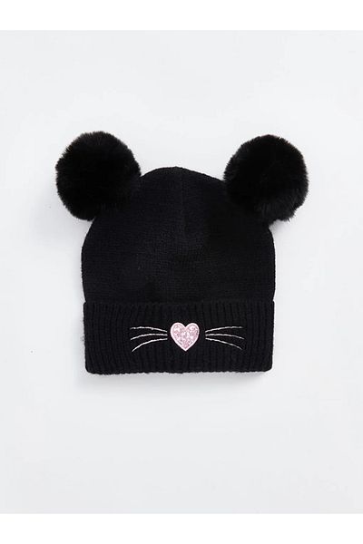 LC Waikiki Lcw Accessories - Black Heart Embroidered Girl's Beret