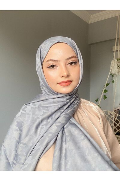 MİS İPEK شال رمادي منقوش بنقشة Houndstooth