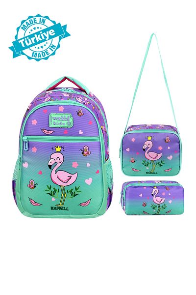 Waddell Cutie pentru școală elementară și prânz cu model flamingo Royal Glow - Husă pentru creion cu buzunar dublu