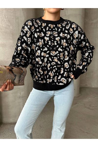 veira Pulover elegant de damă cu imprimeu leopard