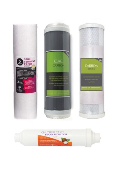 Esli Su Arıtma Filtresi 4 Lü Set 10" Inch 3 Ön Kömür Granül Aktif Karbon Filtre Post Karbon Tatlandırıcı