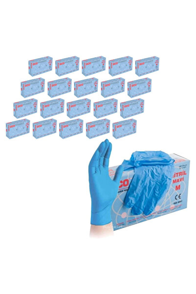 Nitril Eldiven Mavi M Beden - Çok Amaçlı Pudrasız 20 Paket Toptan Set - Terleme Yapmaz