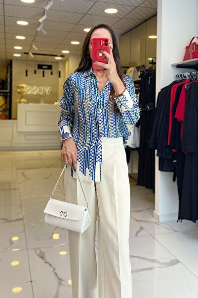 Vosse Gold Satin Patterned Buttoned Shirt