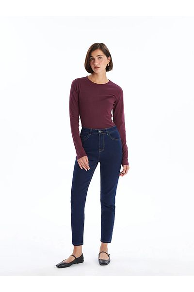 LC Waikiki LCWAIKIKI Basic Plum - Decolteu, mânecă lungă, body pentru femei